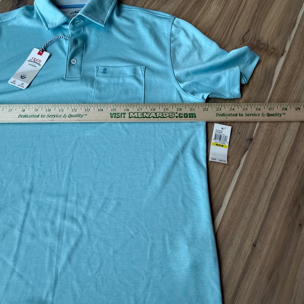 IZOD Saltwater Relaxed Classics Beach Ready Polo Shirt Mens Medium Blue - Picture 6 of 7